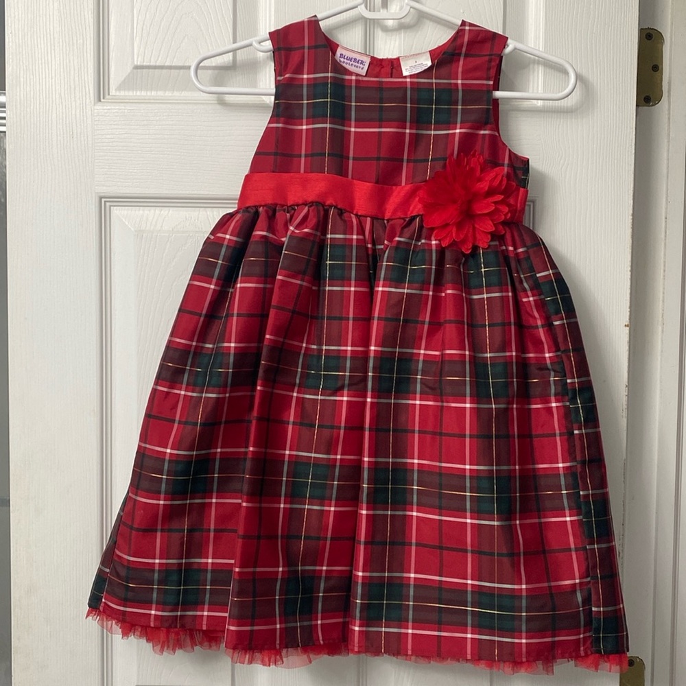 Girls Red and Green Plaid Christmas Dress with Jacket